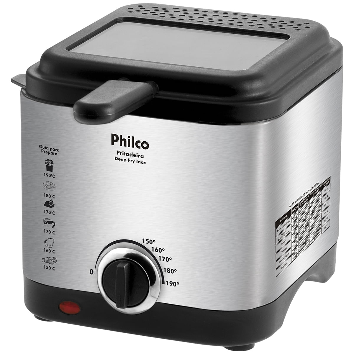Fritadeira Philco 1,8L Visor Inox 1200W Deep Fry 220