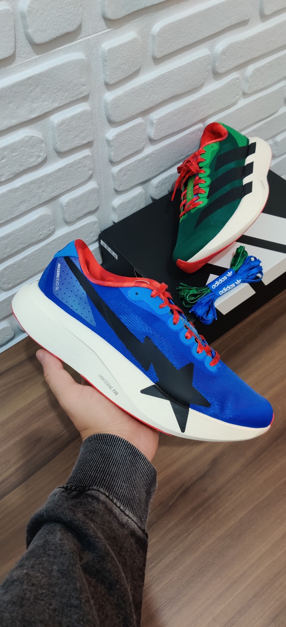 BAPE x adidas Adizero EVO SL Power Blue Collegiate Green Off White — 41, Novo