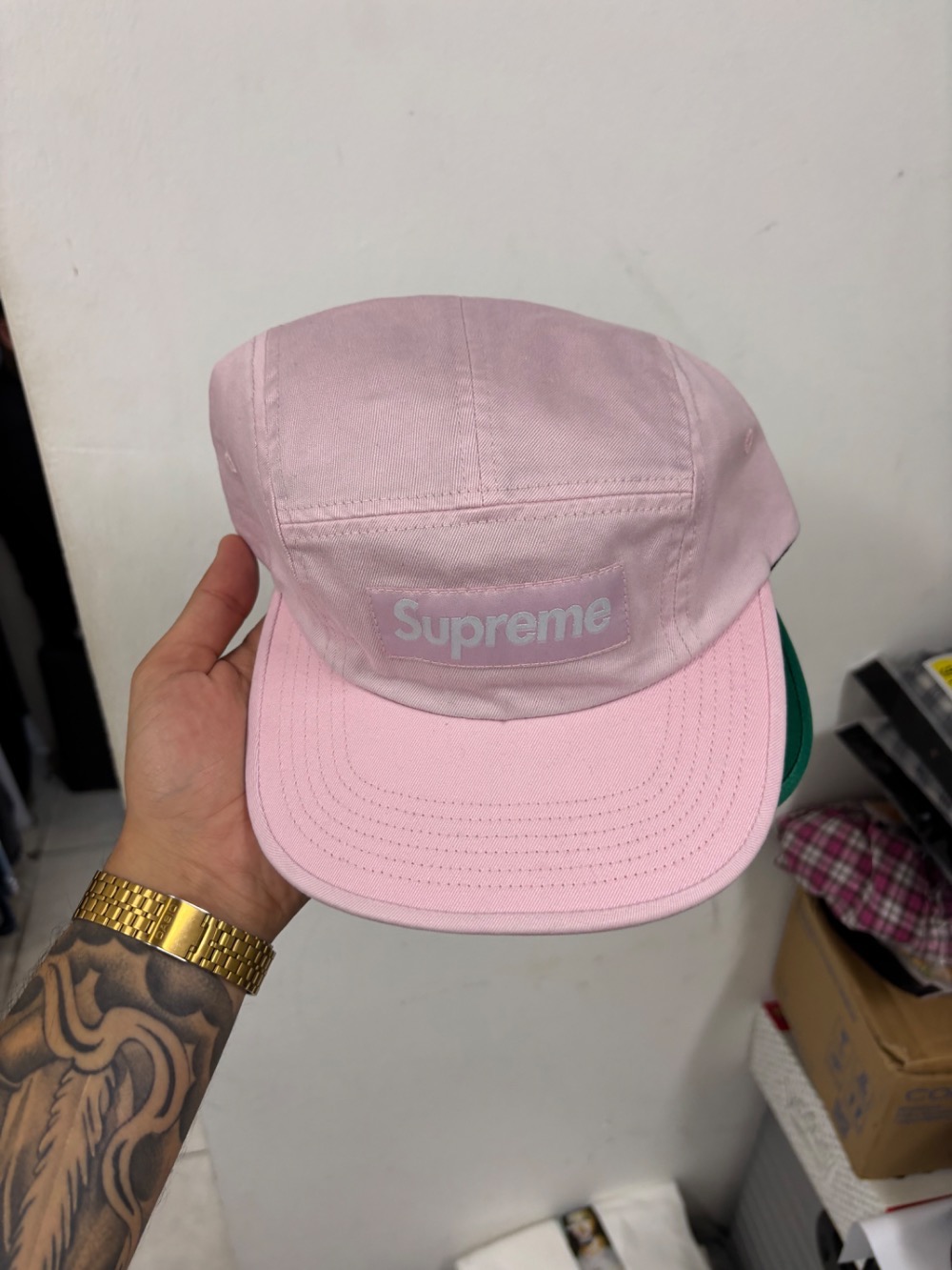 Boné Supreme Washed Chino Twill Camp Pink FW26-W1 — Único, Novo