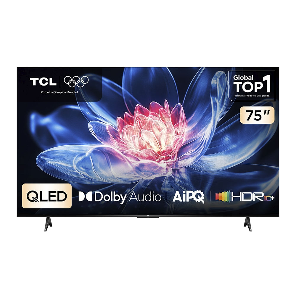 Smart TV TCL 75 Polegadas QLED 4K T6C WiFi Bluetooth Google TV Tela HVA e HDR10+ 75T6C