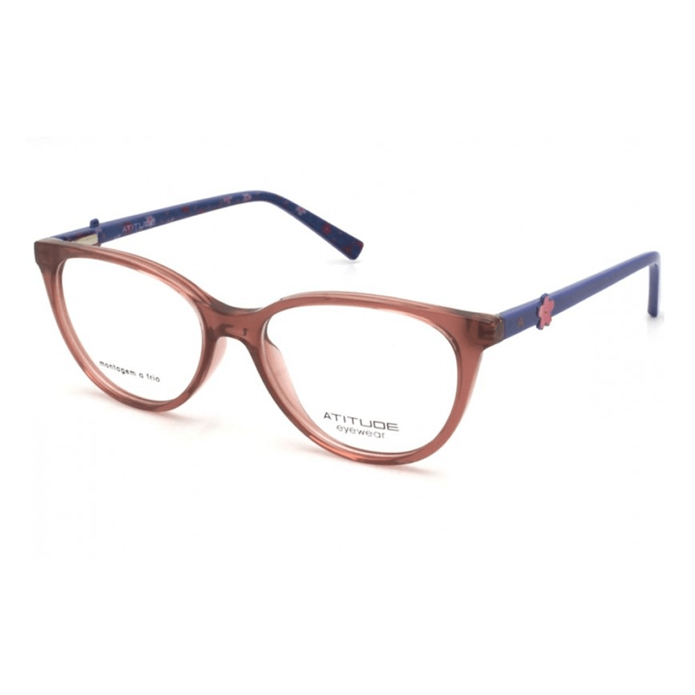 Armação de Óculos de Grau Atitude Junior ATK4008 Feminino Retangular Acetato Marrom