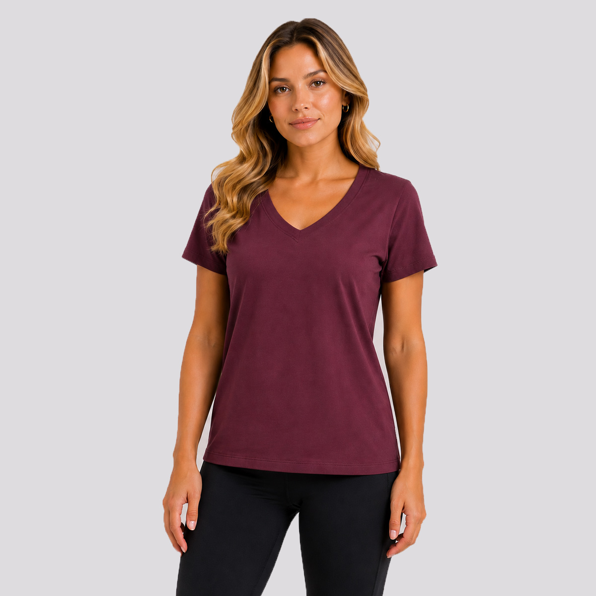 Camiseta Fila Regular V Basic Classic Feminina Bordô