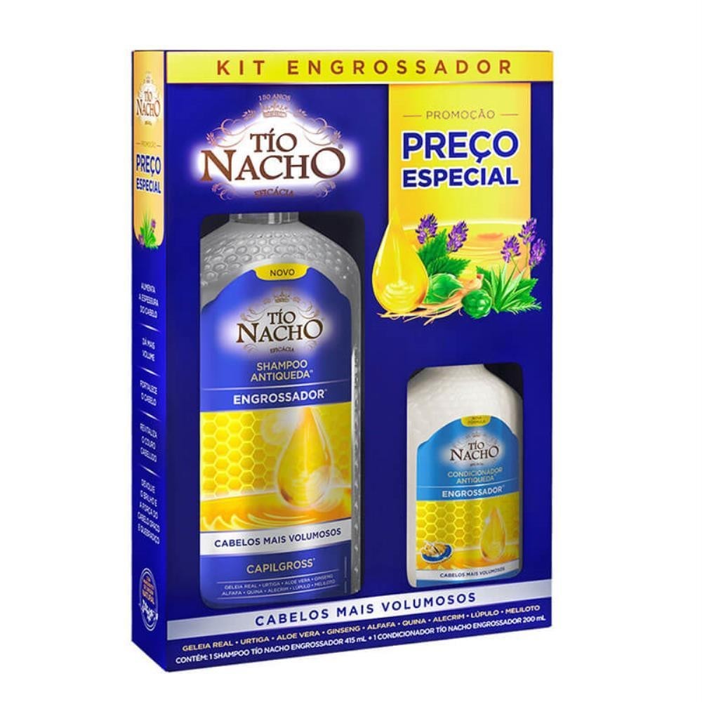 TÍO NACHO ANTIQUEDA ENGROSSADOR KIT SHAMPOO 415ML + CONDICIONADOR COM 200ML