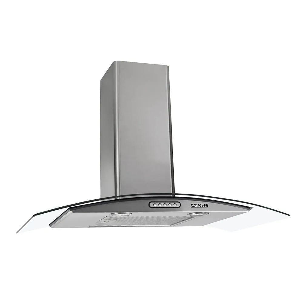 Coifa De Parede Nardelli Vidro Curvo Duto Slim 90cm Inox 220V