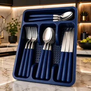Faqueiro 24 Peças Inox Cabos Azuis Premium