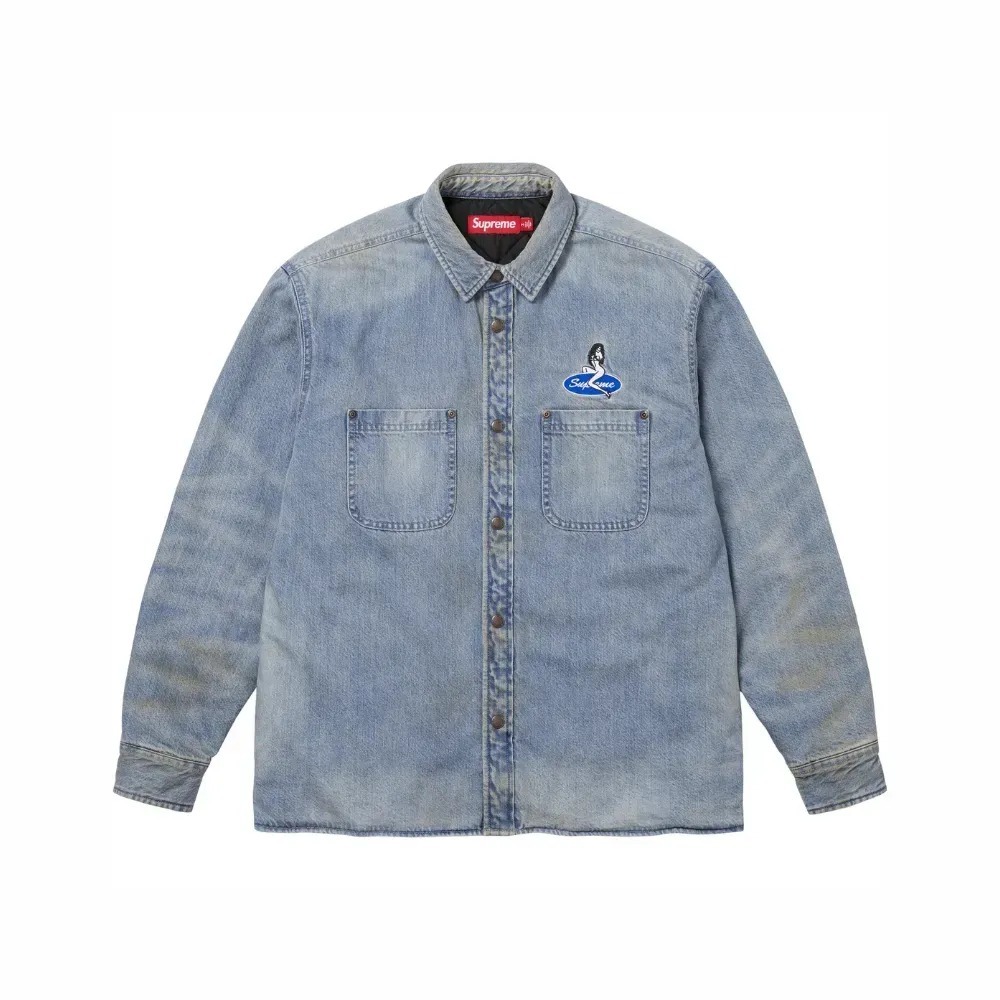 Jaqueta Supreme Quilted Lined Denim Dirty Indigo SS26-W3 — P / G / XG, Novo