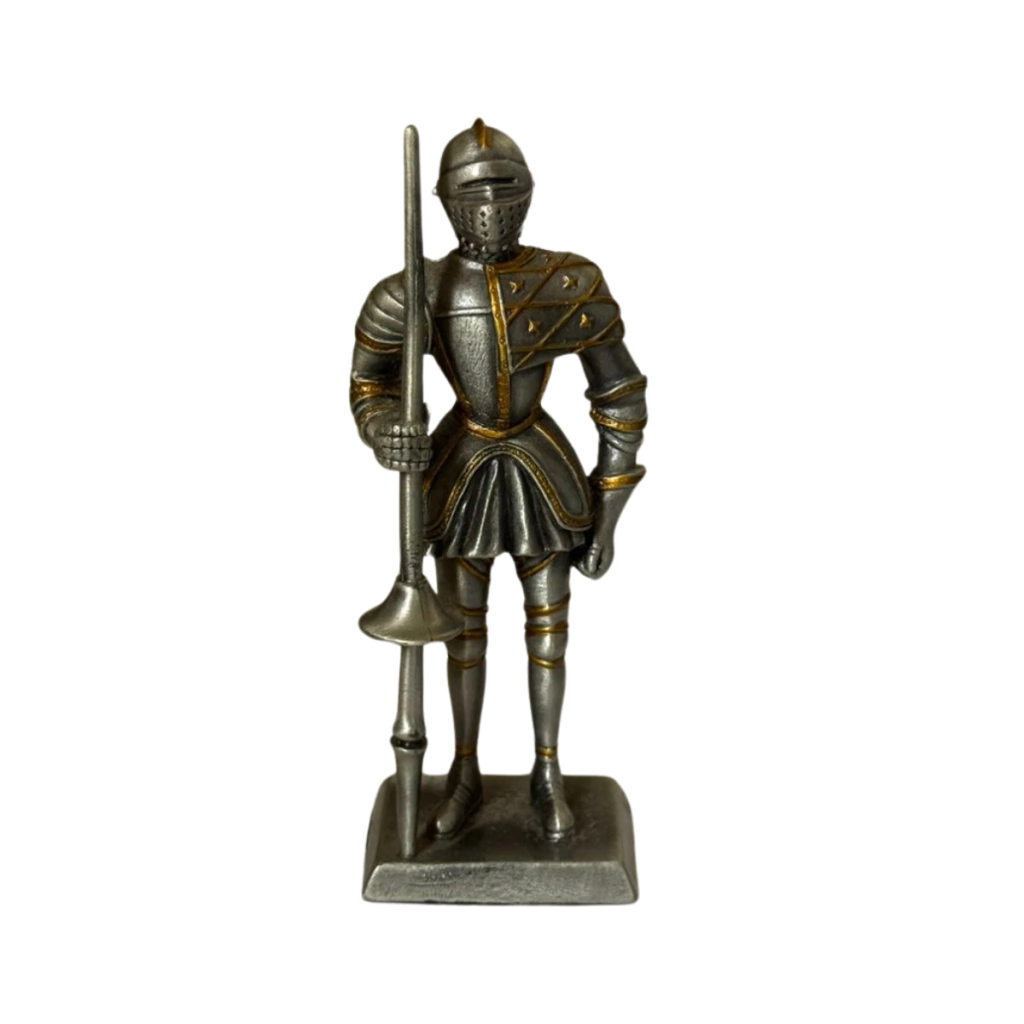 Estatueta Guerreiro Medieval Lança Summit Collection 10cm Prateado (COLECIONÁVEL)
