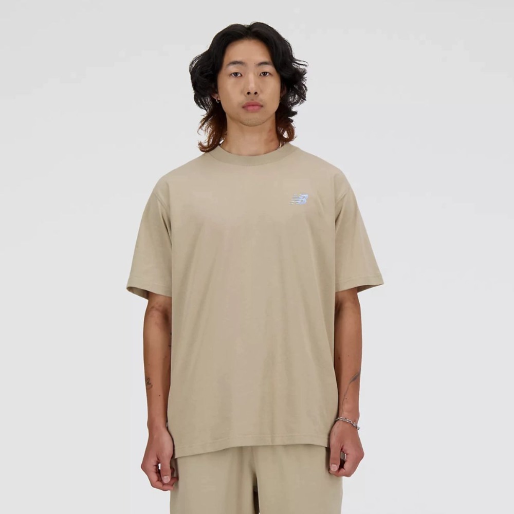 Camiseta New Balance Small Logo Beige — M / G / XG, Novo