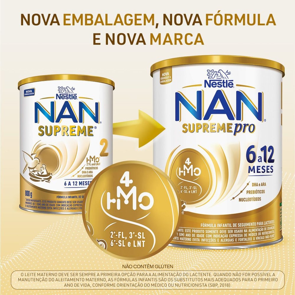 Foto 2 de Fórmula Infantil Nan Supreme Pro HMO 6 a 12 Meses 800g