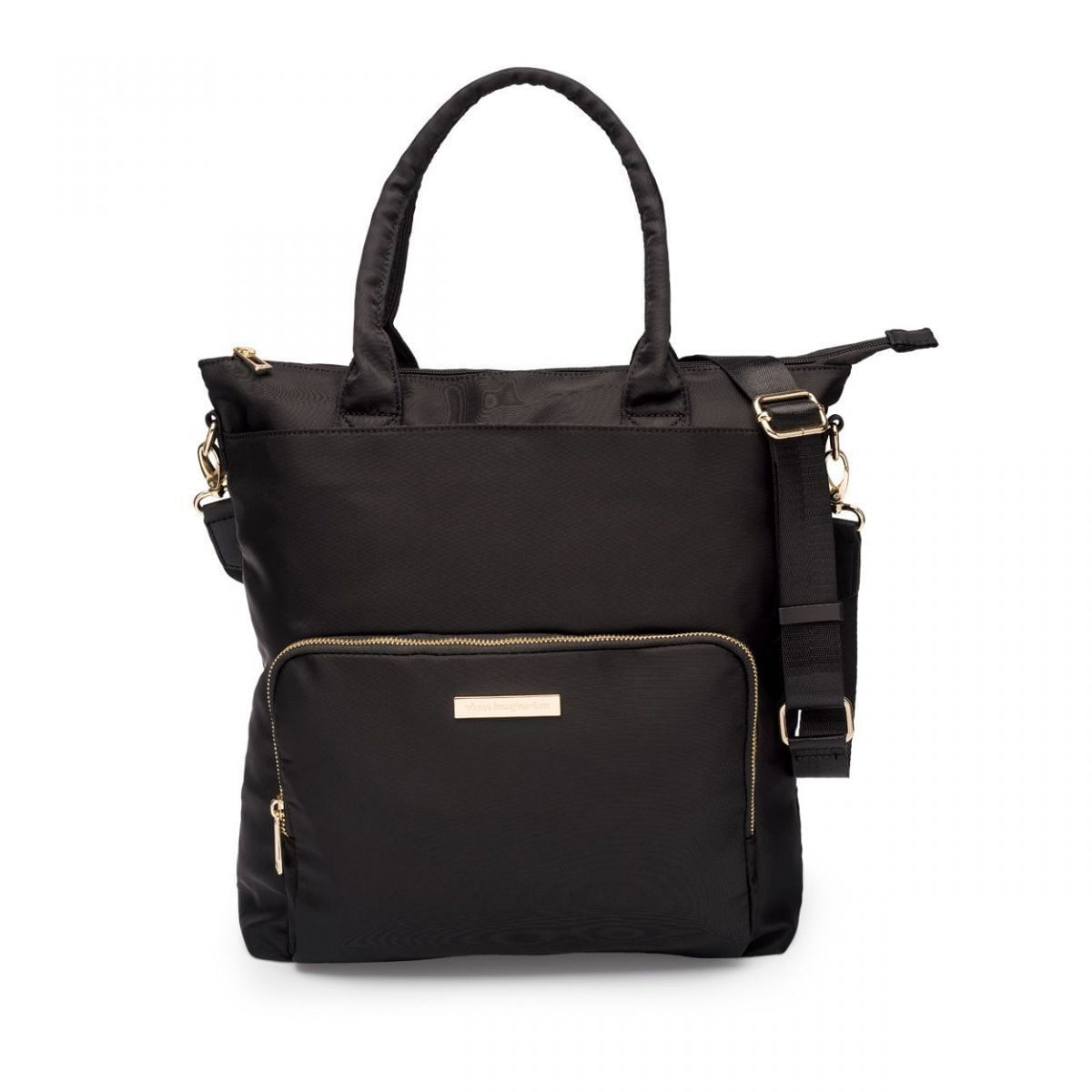 Bolsa Mochila Preta Detalhes Dourado Único / Preto