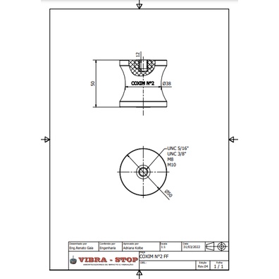 Foto 2 de Amortecedor De Vibração Tipo Coxim N2 Ff M10 Kit Com 4