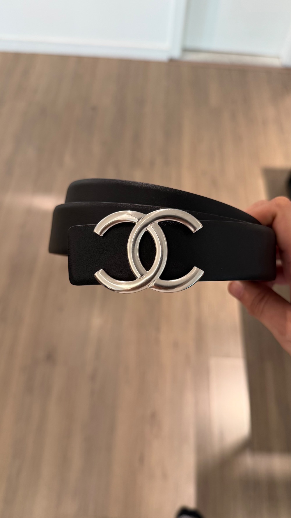 Cinto Chanel Calfskin CC Reversible Black Red — G, Novo