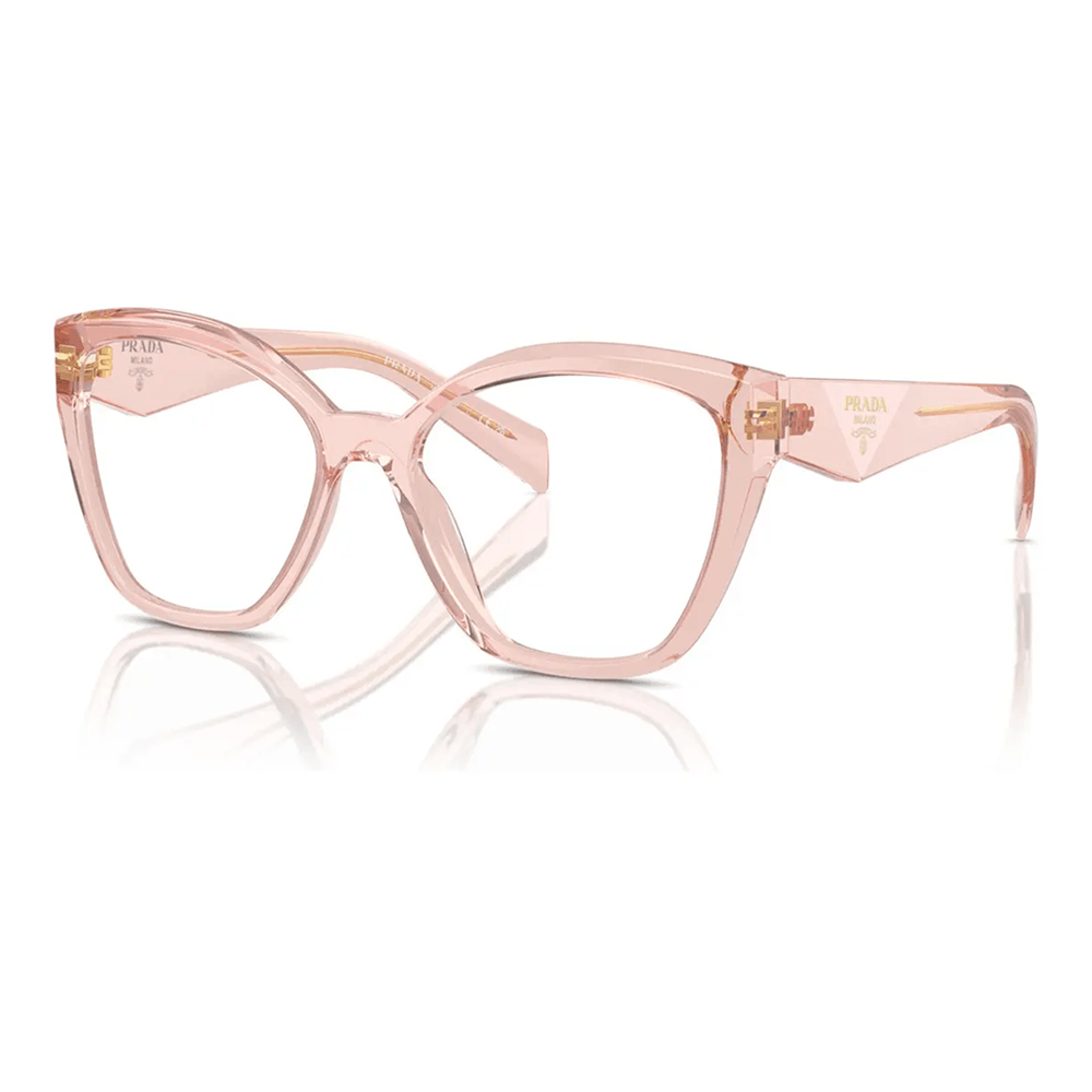 Foto 2 de Kit Óculos de Grau Feminino Prada Gatinho PR 20ZV Acetato Bege com Lente Filtro Azul
