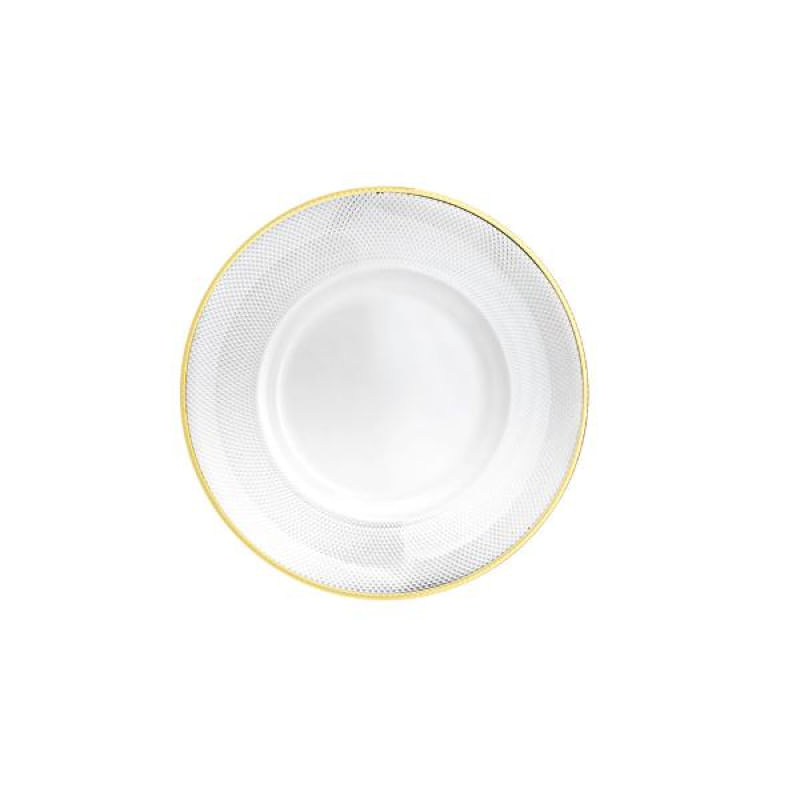 Sousplat em Cristal Wolff Thin Edge 32,5cm Dourado Mesa Posta de Luxo e Requinte