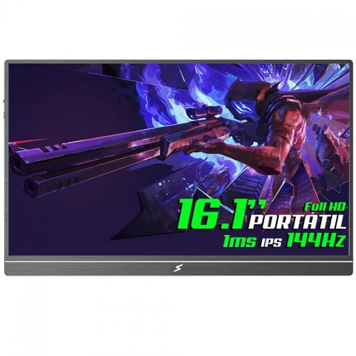 Monitor Portátil SuperFrame Preview Pro, 16.1 Pol, Full HD, 1ms, 144Hz, IPS, Mini-HDMI/USB-C, SFPFB-16144-FHD