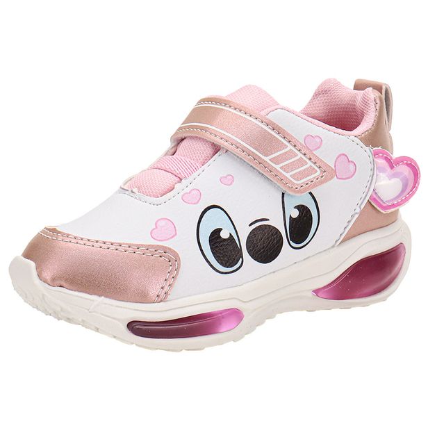 Tênis Infantil Feminino Led Minipé MP2516 BRANCO/ROSA 01 26