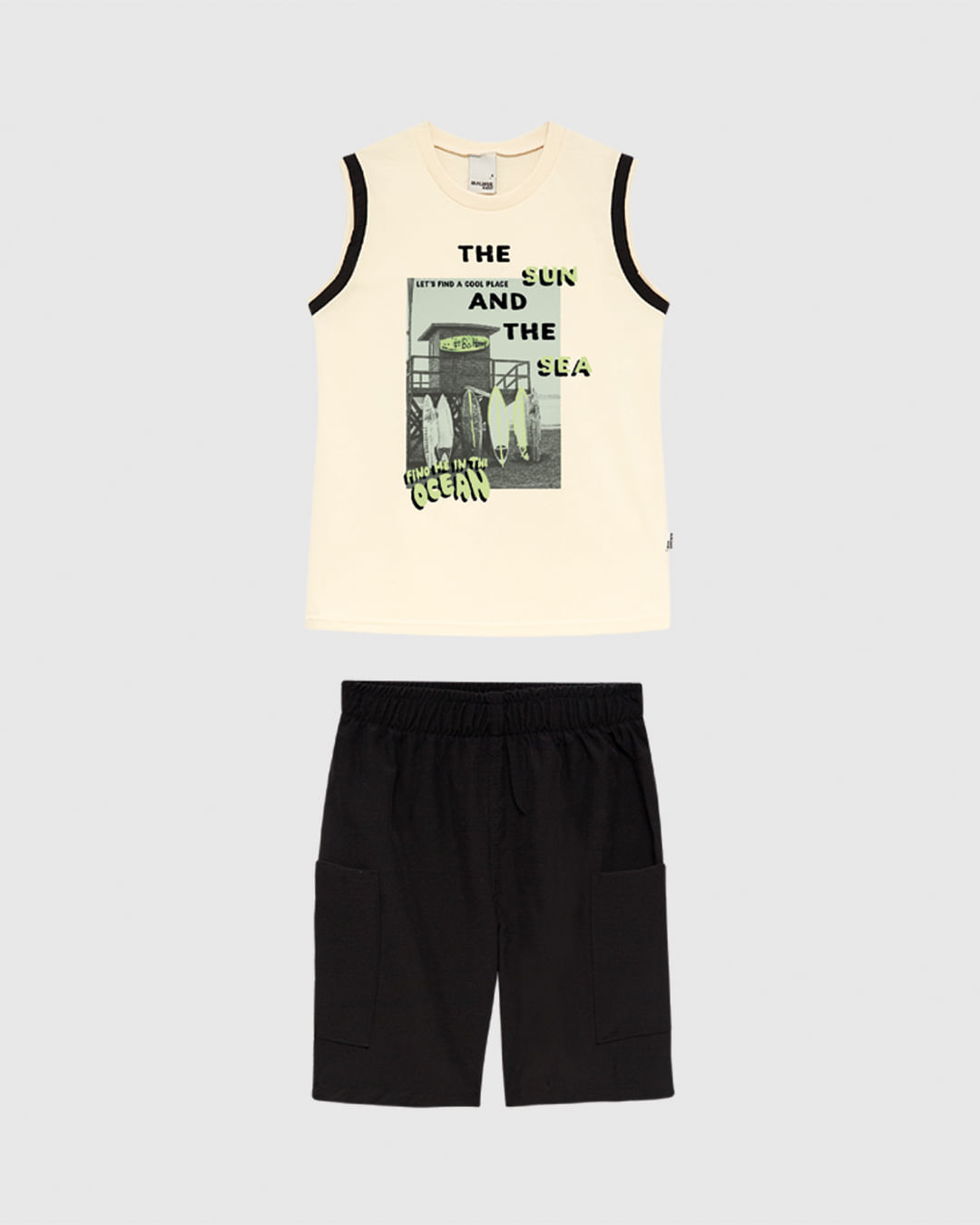 Conjunto Infantil Menino Regata The Sun And The Sea Em Algodão Malwee Kids — Off White - 10