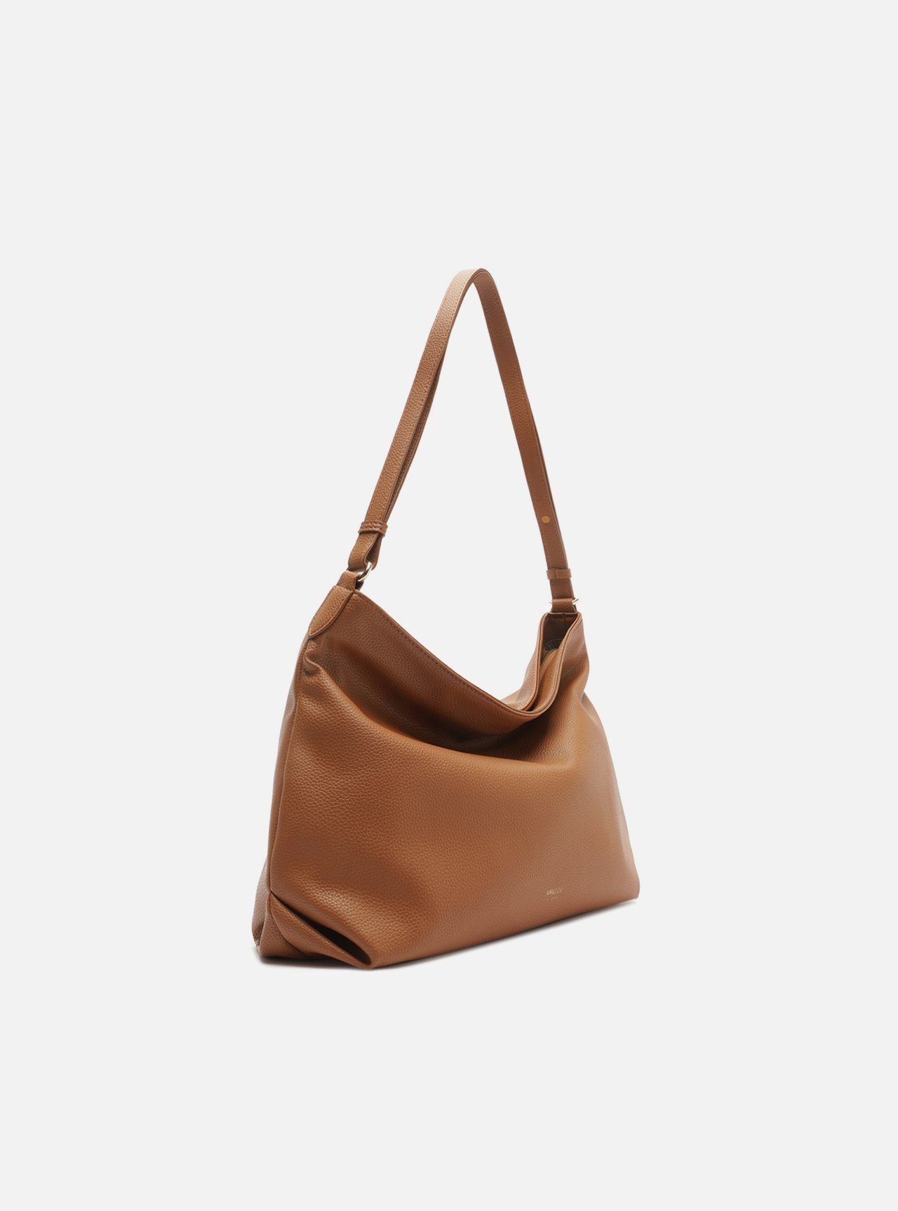 Foto 5 de Bolsa Hobo Caramelo Média Granulada Metais