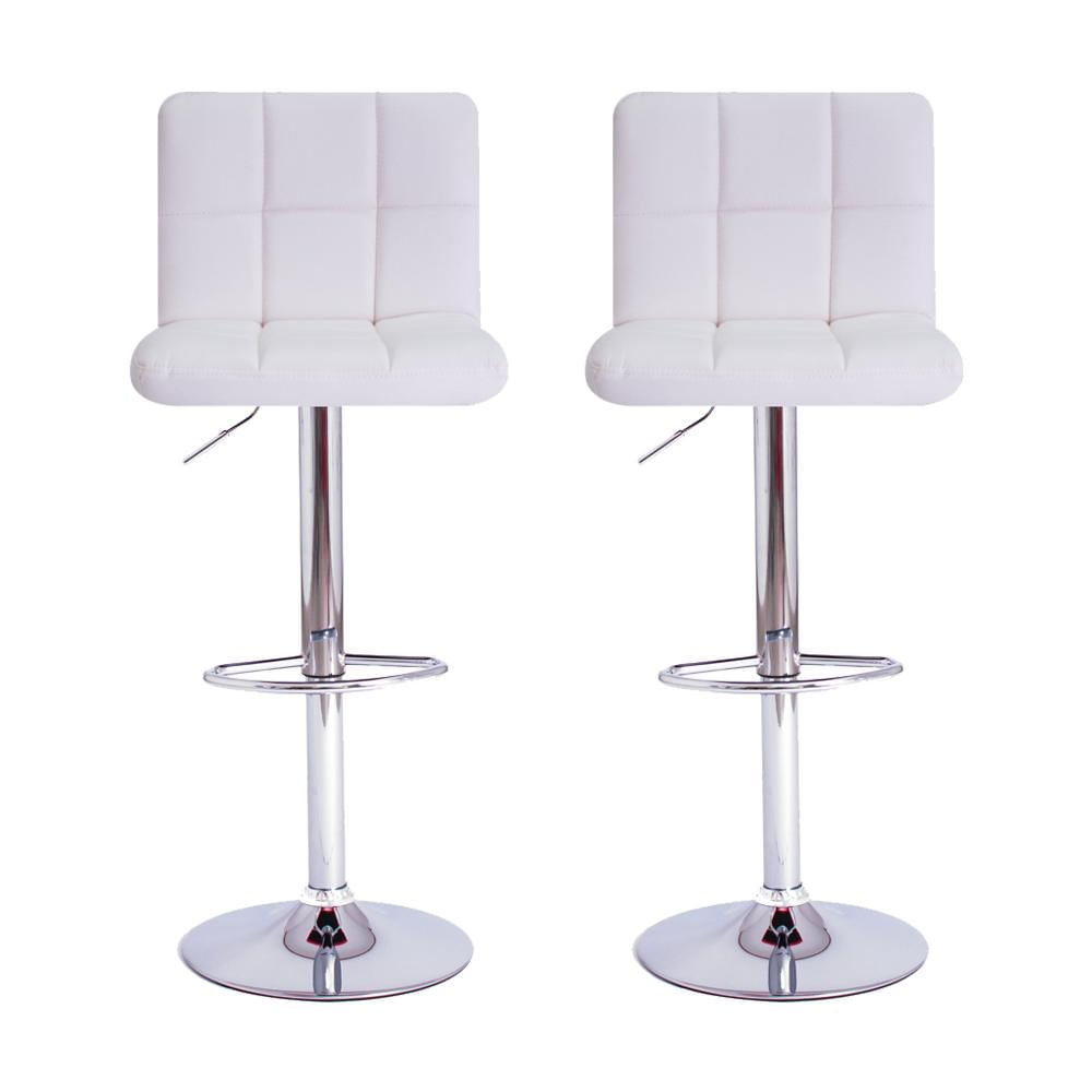 Conjunto 2 Banquetas Altas Estofadas Para Cozinha Balcão Bancada Ilha Giratória Gomos Branco