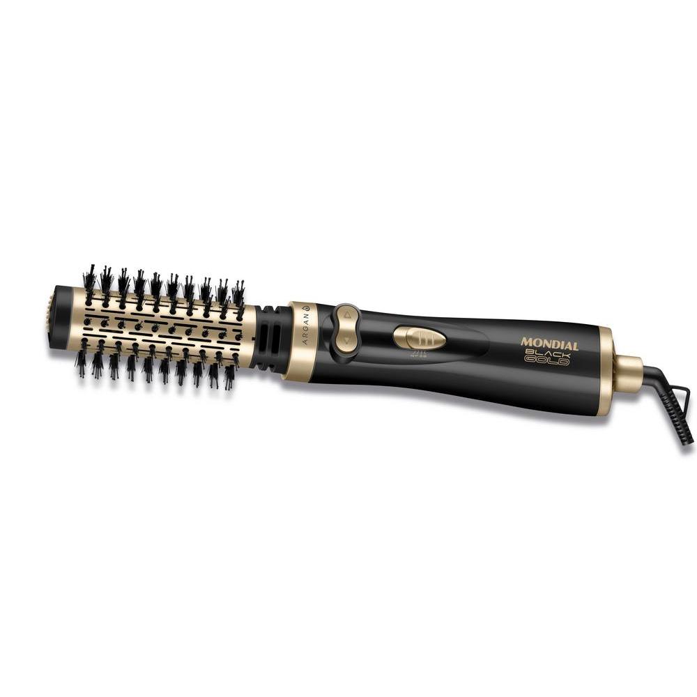 Escova Rotativa Argan Mondial Preto e Champagne 1000W ER-11-AR