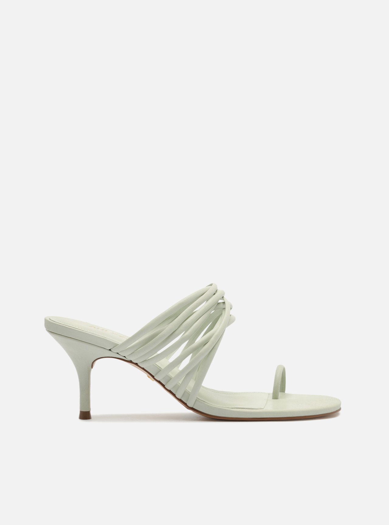 Sandália Mule Verde Salto Fino Tiras