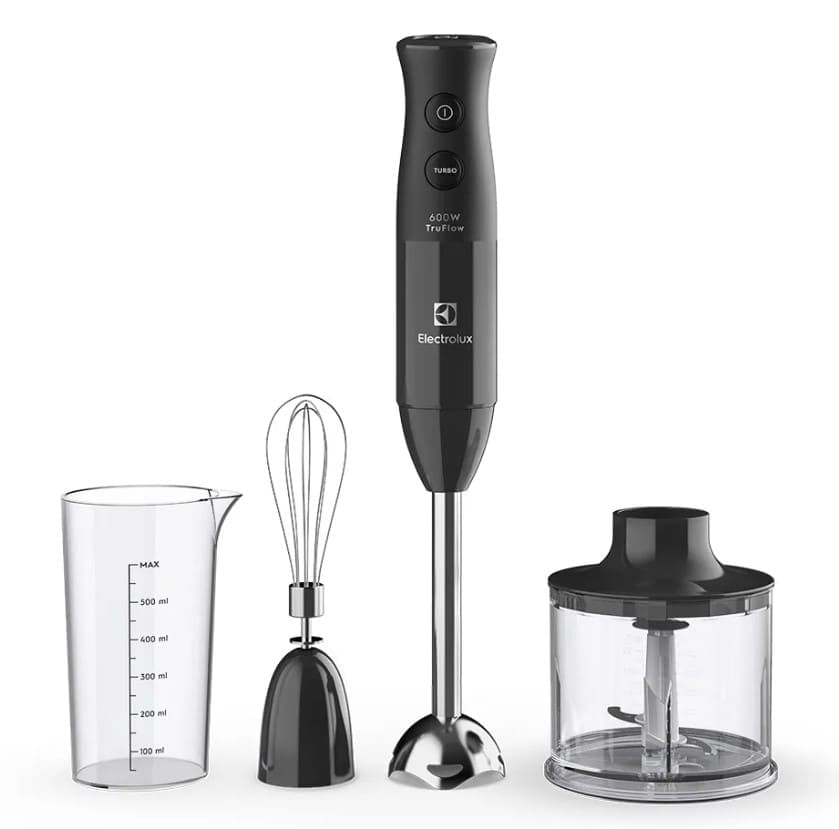 Mixer 3 em 1 Electrolux Preto 600W com Haste em Inox e Tecnologia TruFlow (EIB20) 127v