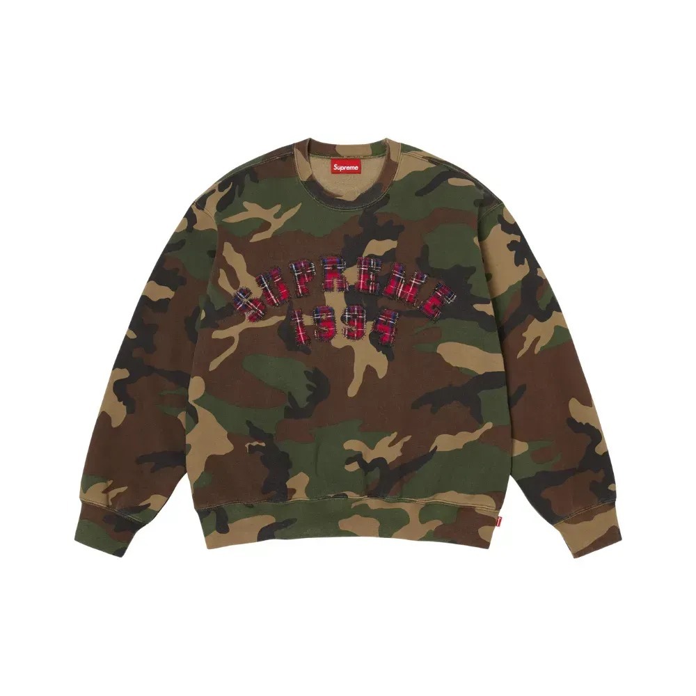 Moletom Supreme Plaid Arc Crewneck Woodland Camo SS26-W5 — M / G / XG / 2XG, Novo