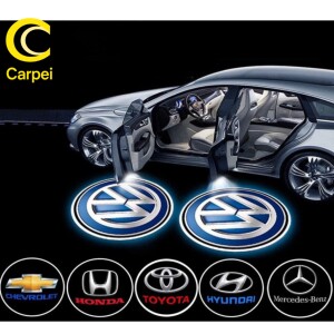 2 Pcs Lâmpada LED Sem Fio Para CarroProjetor De Luz Laser com Marca de Carro Universal Decorativo