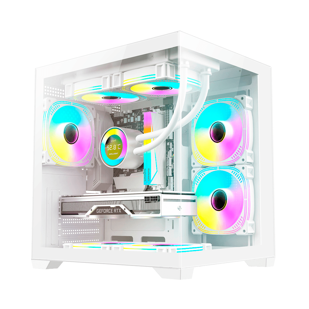 Gabinete Gamer Duex Aquário, Mid-Tower, Lateral e Frontal de Vidro, Branco, Sem Fans - DXGA275WH
