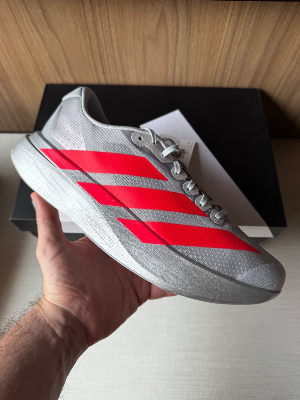 adidas Adizero Evo SL Silver Metallic Lucid Red — 41, Novo