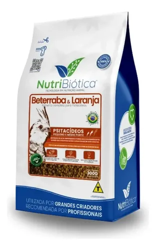 Ração Extrusada Nutribiótica Psitacídeos Beterraba E Laranja - 300g
