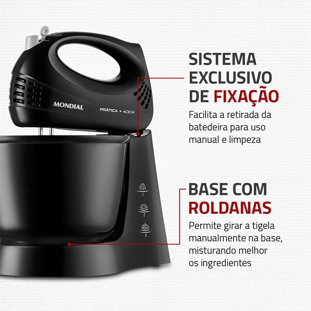 Foto 5 de Batedeira Mondial Prática Preta B-44-B 110