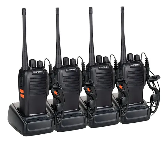 Kit 4 Rádios Baofeng Profissionais 16 Canais Preto