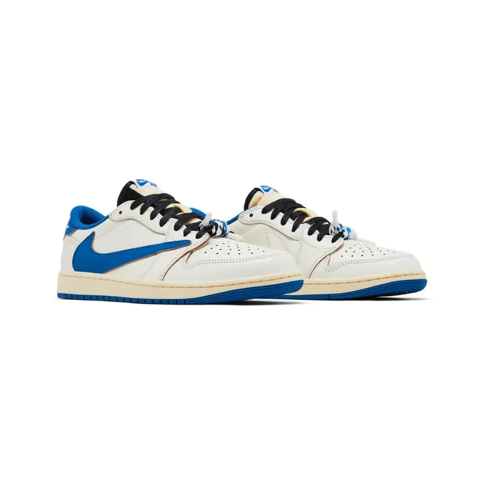 Fragment x Travis Scott x Air Jordan 1 Low OG SP Sail Military Blue — 43, Novo