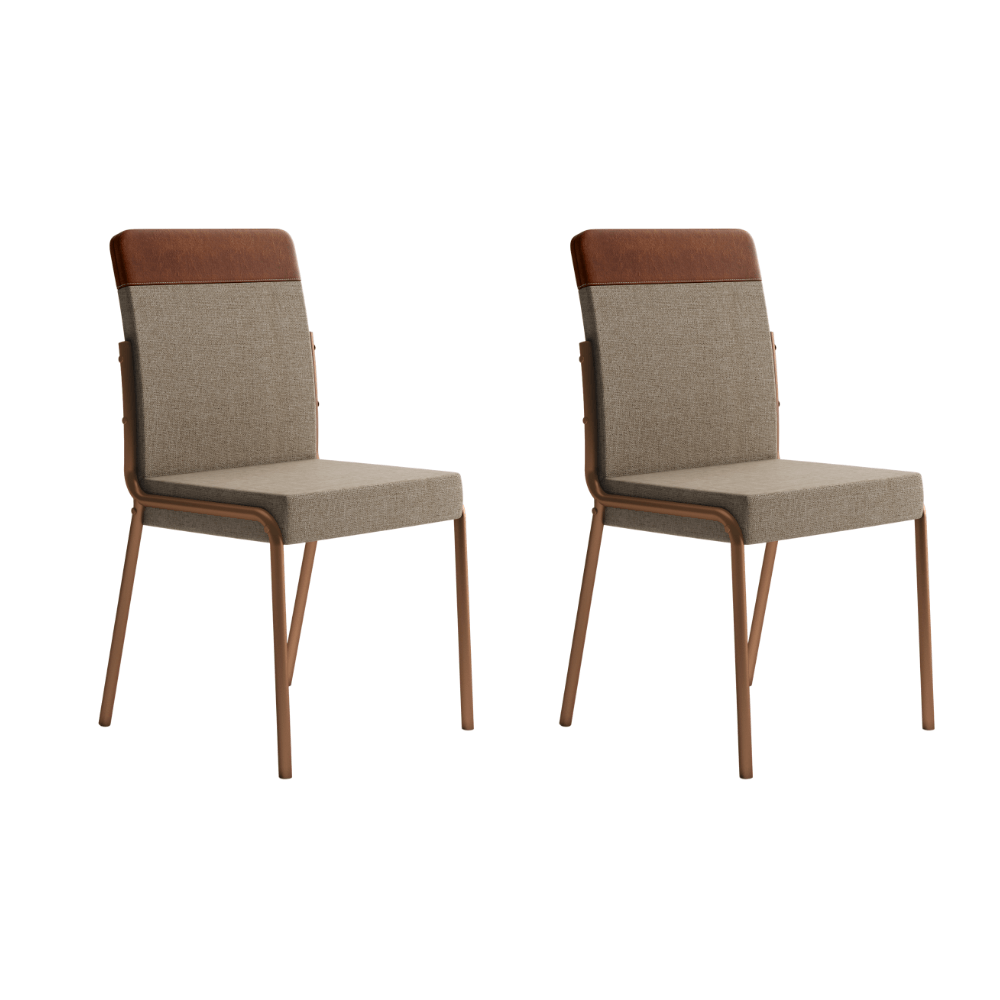 Conjunto 2 Cadeiras de Jantar Duo Carraro Rosê