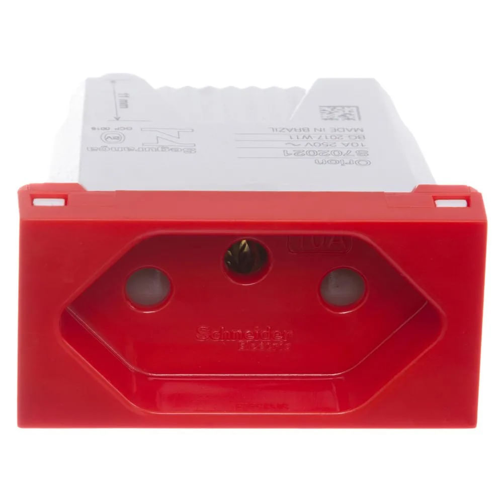 Módulo Tomada 2p T 10a 250v Antibacteriano 1m Vermelho Orion Schneider
