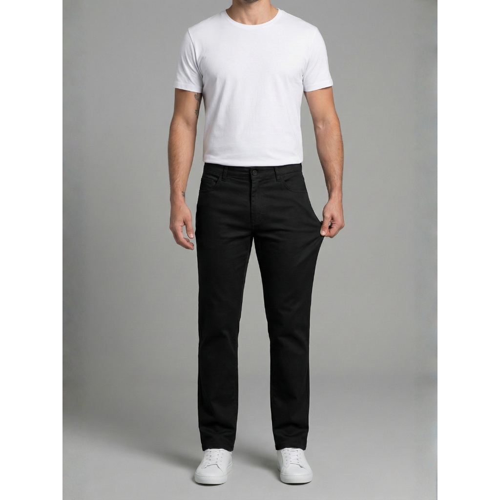 Calça de Sarja Masculina Elastano Reta - Esporte Fino