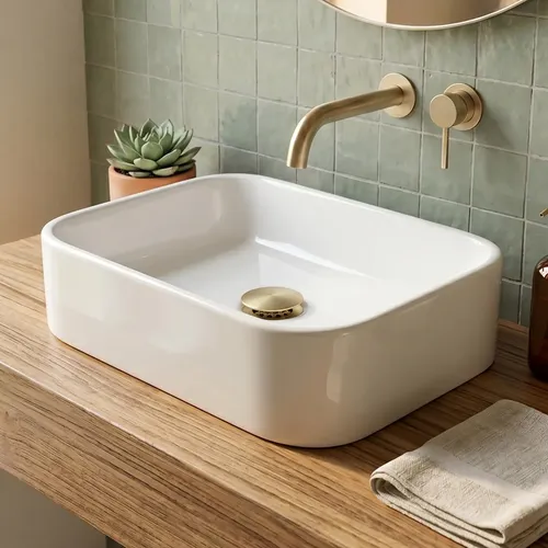 Cuba Pia Para Banheiro Lavabo Apoio Sobrepor Luxo Branco Branco Brilhante