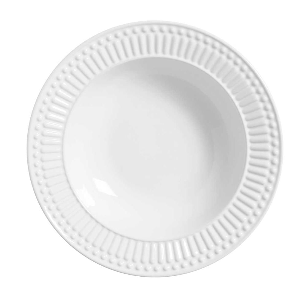 Conjunto com 6 Pratos Fundo Roma Branco Ø22cm