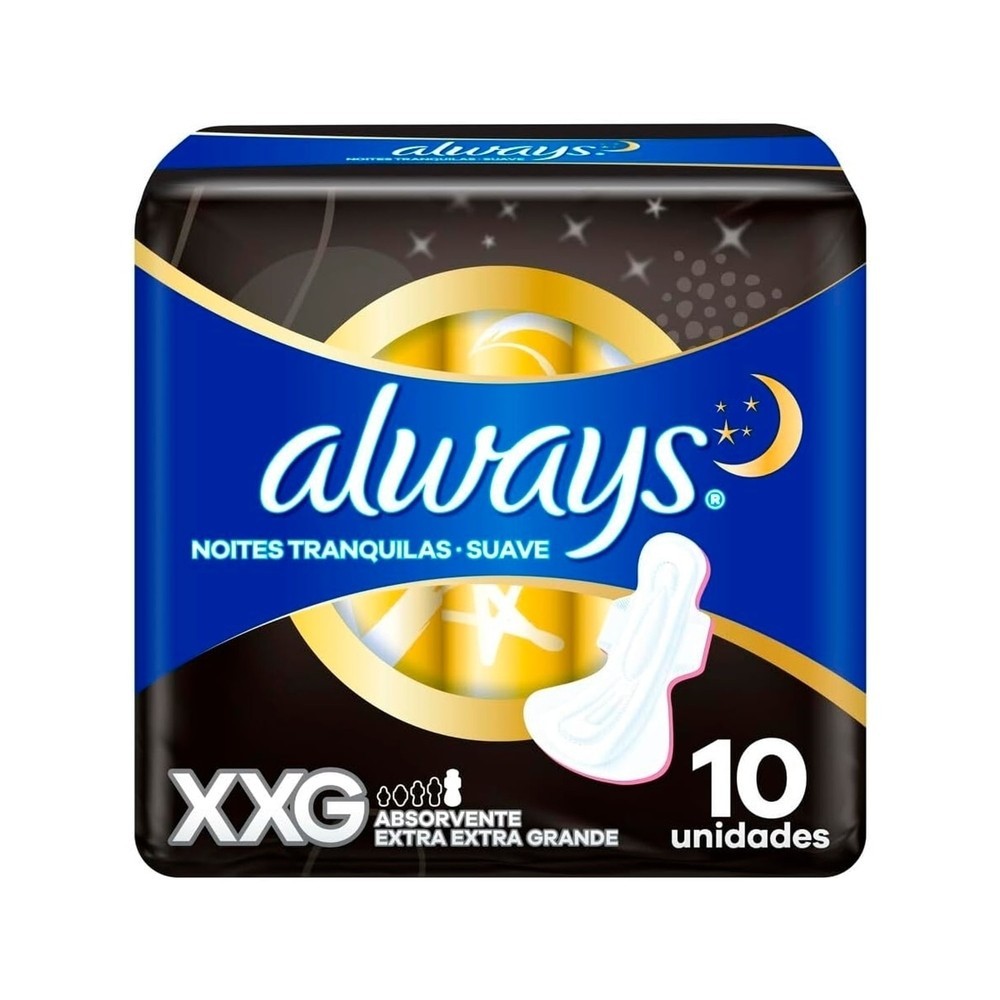 Absorvente Always Noites Tranquilas Seca com Abas 10 unidades