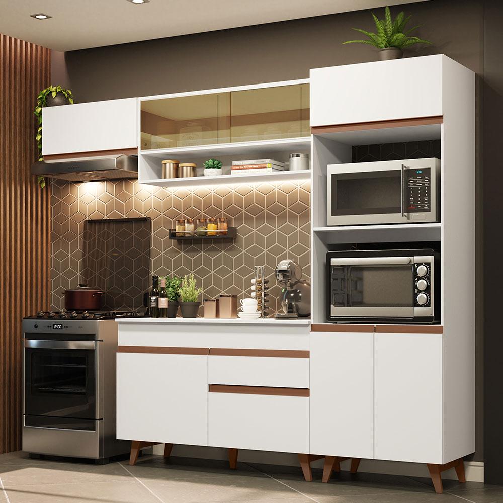 Cozinha Completa Madesa Reims 260007 com Armário e Balcão - Branco