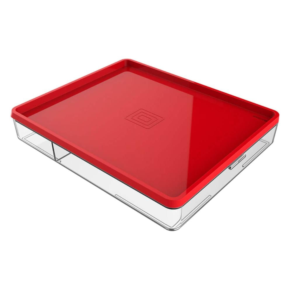 Pote com Divisórias e Tampa 1L Crippa Marmita Retangular 23,5x19x4,5cm Vermelho