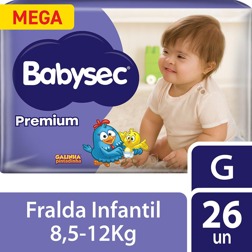 Fralda Babysec Galinha Pintadinha Premium G com 26un