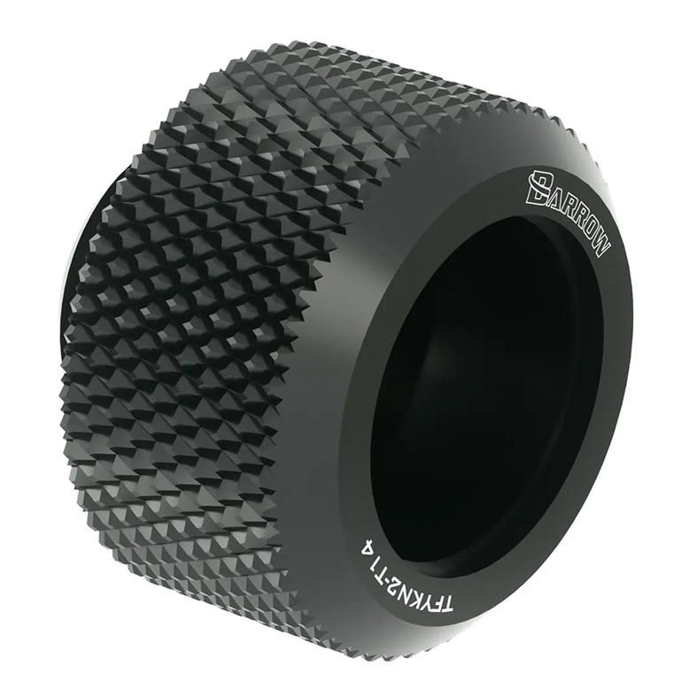 Encaixe Rigido de Compressao Barrow, 14mm, Com Anel de Borracha, Preto, TFYKN2-T14-BK