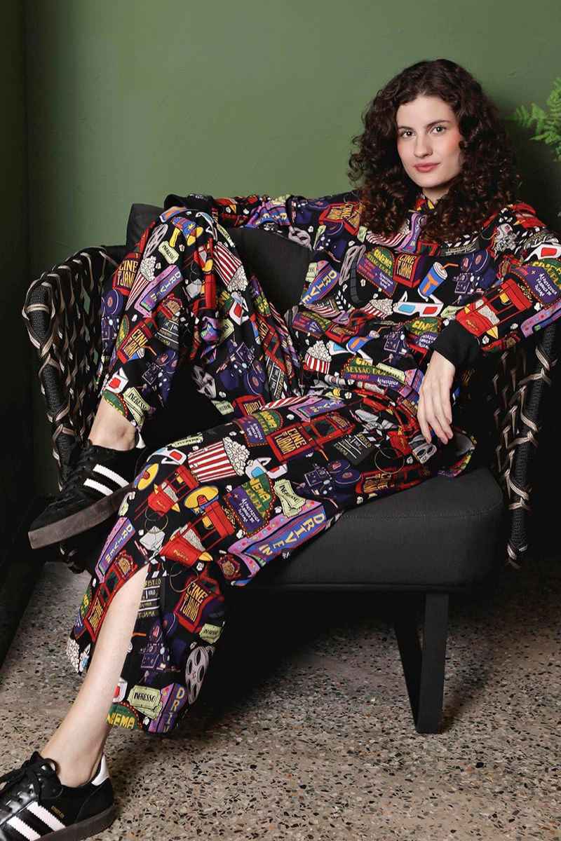 Calça Pantalona Moletom Feminina Estampa Cinema
