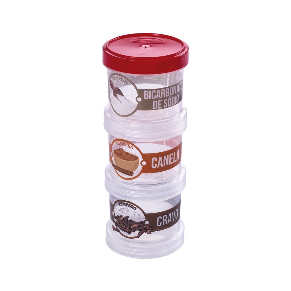 Kit 3 Porta Condimentos Temperos Organizador 3 Plasútil
