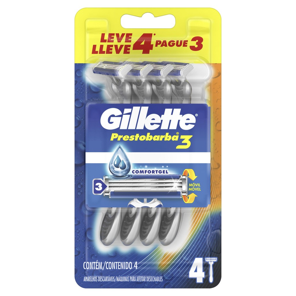 Aparelho de Barbear Gillette Prestobarba 3 Leve 4 Pague 3