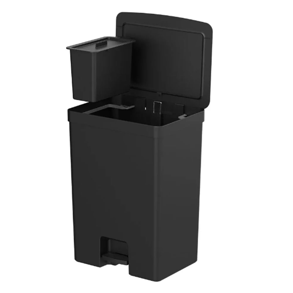 Foto 2 de Lixeira Trium Com Pedal Preto 46 + 4 Litros - Ou