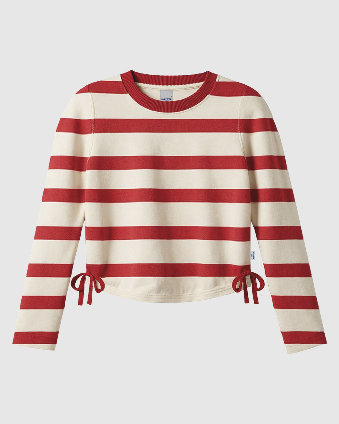 Blusa Infantil Menina Listrada Manga Longa Detalhe Laço Lateral Malwee Kids — Vermelho - 8