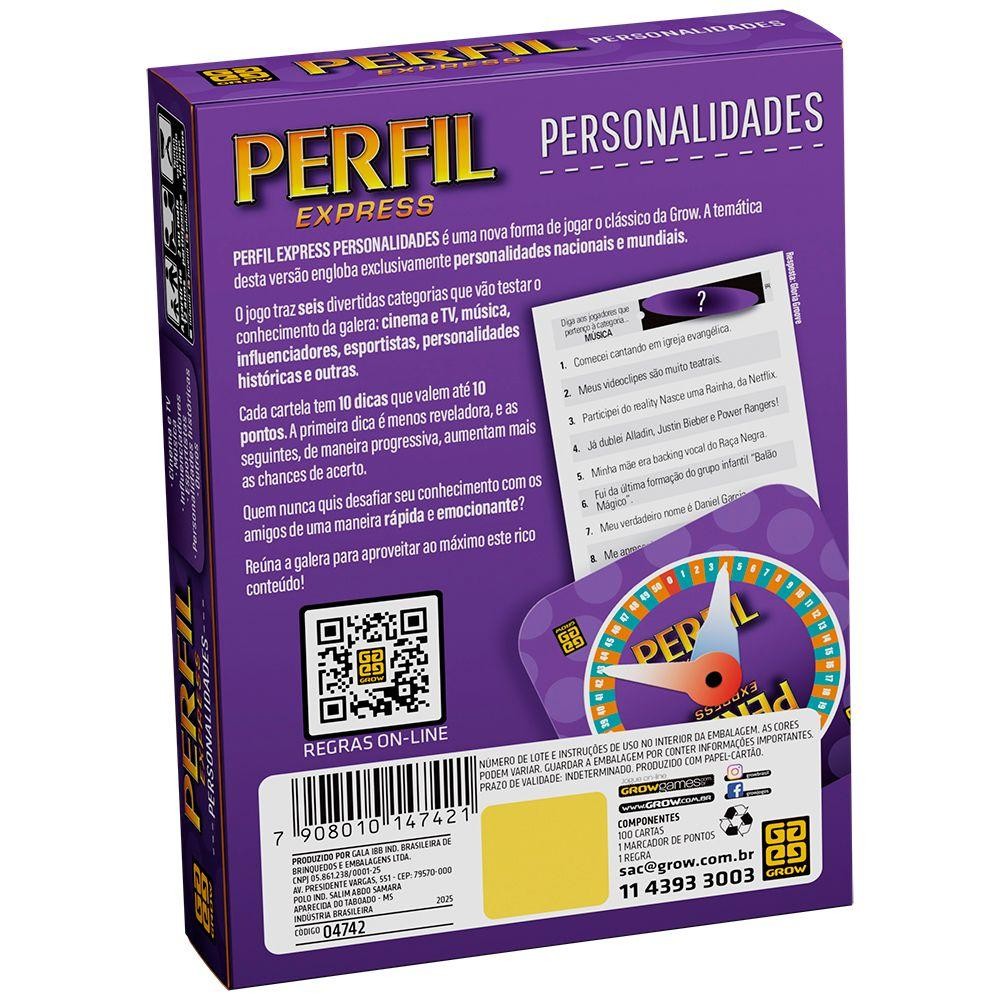 Foto 2 de Jogo Perfil Express Personalidades - Grow